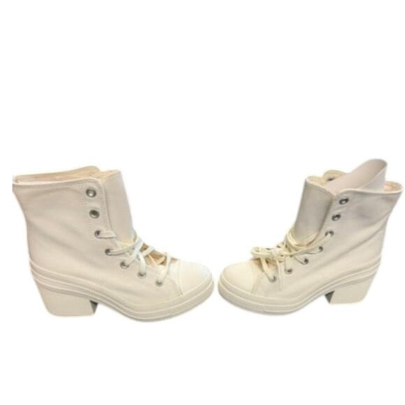 NEW!! "CONVERSE" LIMITED EDITION White Chunky High Top Heel Shoes SZ Women's 7 - Picture 2 of 6